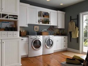 Home with custom cabinets in laundry room