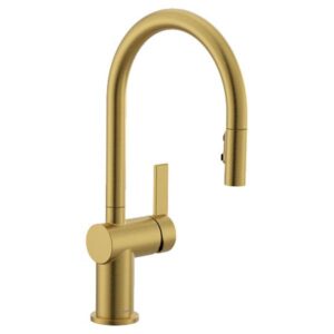 Cia Brushed Gold One-Handle High Arc Pulldown Kitchen Faucet