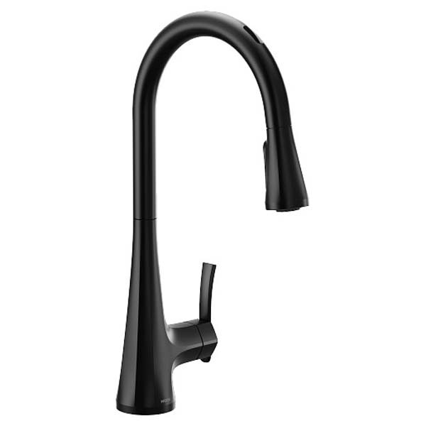 Sinema Motion Control Smart Kitchen Faucet In Matte Black - One Handle High Arc Pulldow